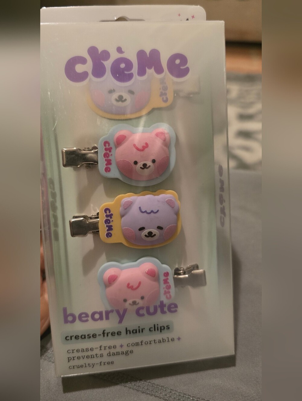 Crème Beary Cute Pastel Bear Hair Clips - Set of 3
